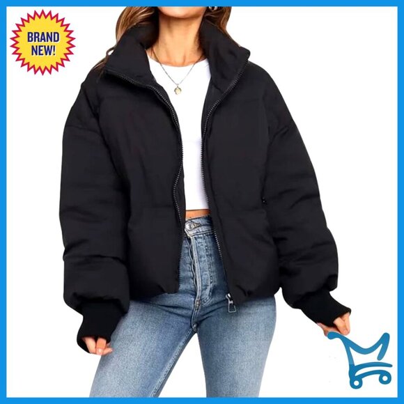 Jackets & Blazers - Cropped Puffer Jacket Quilted Lightweight Winter Coat Chic Warm Outerwear
